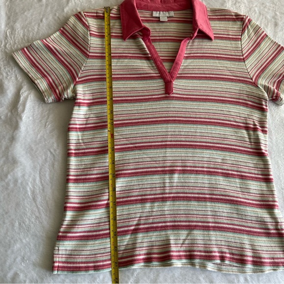 Pink Stripped Collared Polo Top - Picture 5 of 5